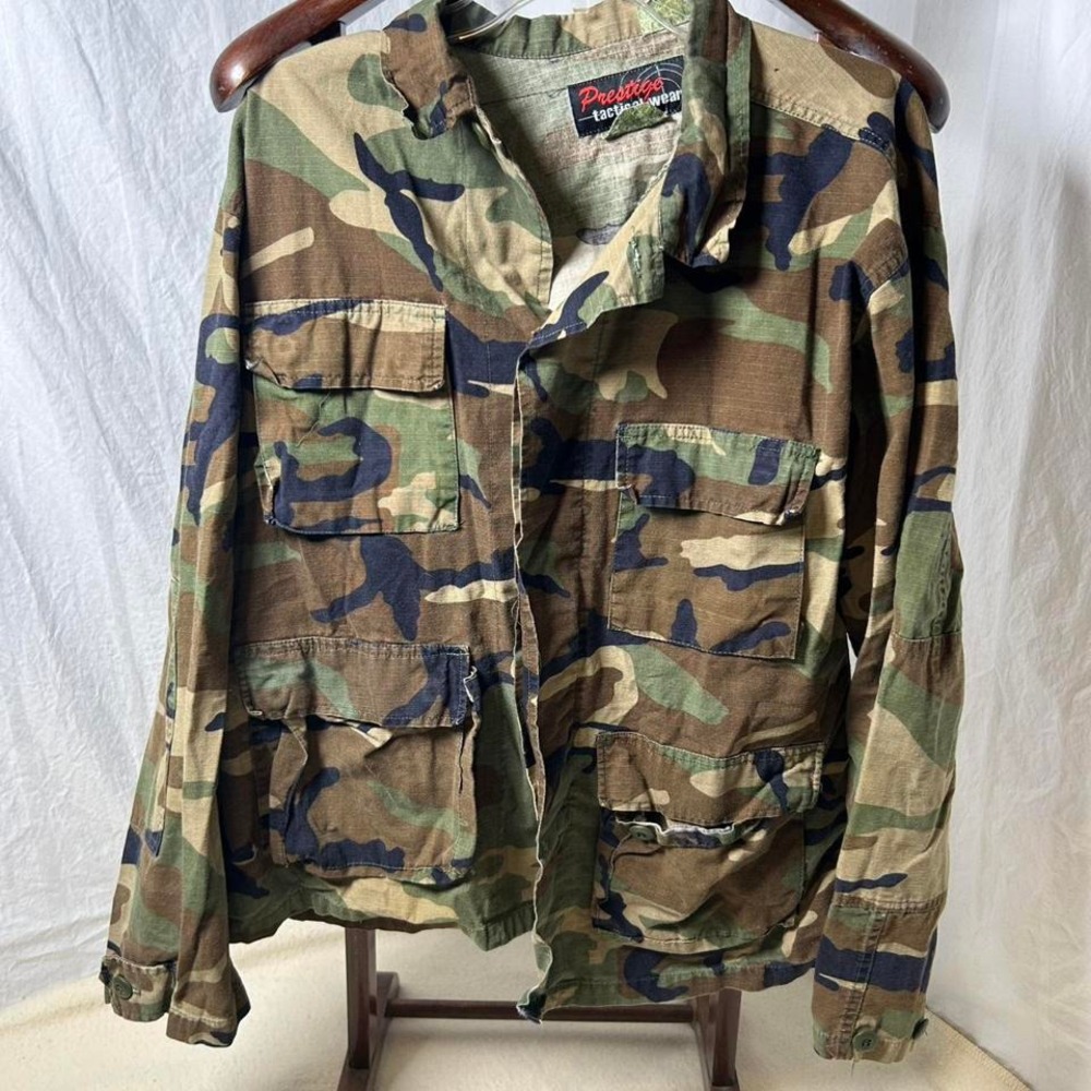 Prestige Tactical Wear Shirt Mens Large Regular Camouflage‎ Woodland Ripstop